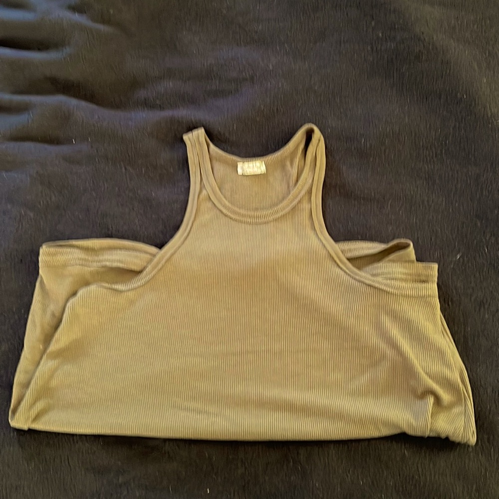 Free People - olive long a-line ribbed tank